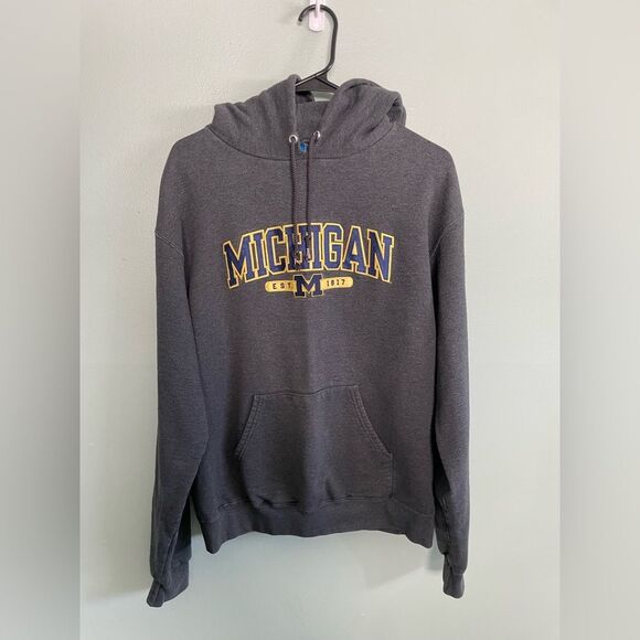 Champion Eco University Of Michigan Est 1817 Grey Hoodie Sweatshirt Size M - Picture 1 of 7